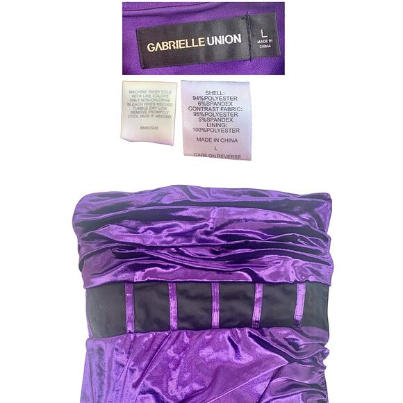 Gabrielle Union Aniyah Strapless Dark Purple Velvet Illusion‎ Dress Sz Large - Picture 4 of 12
